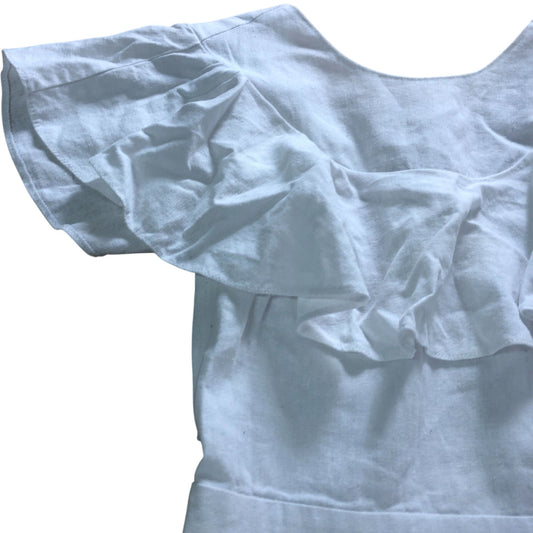 ASOS White Ruffle Dress UK10 Women's Linen Viscose Blend Summer Style