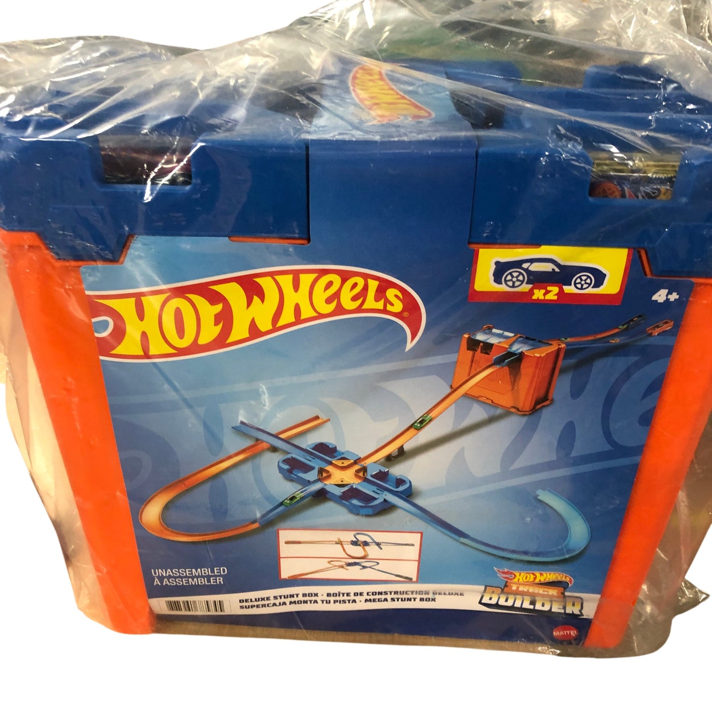 HOT WHEELS Deluxe Stunt Box Construction Set With 2 Cars Ages 4 Unassembled