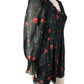 River Island Floral Smocked Dress Women's Black Red Rose Print Size UK6