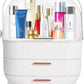 Stylish White Makeup Organizer Cosmetic Storage Box With Two Drawers
