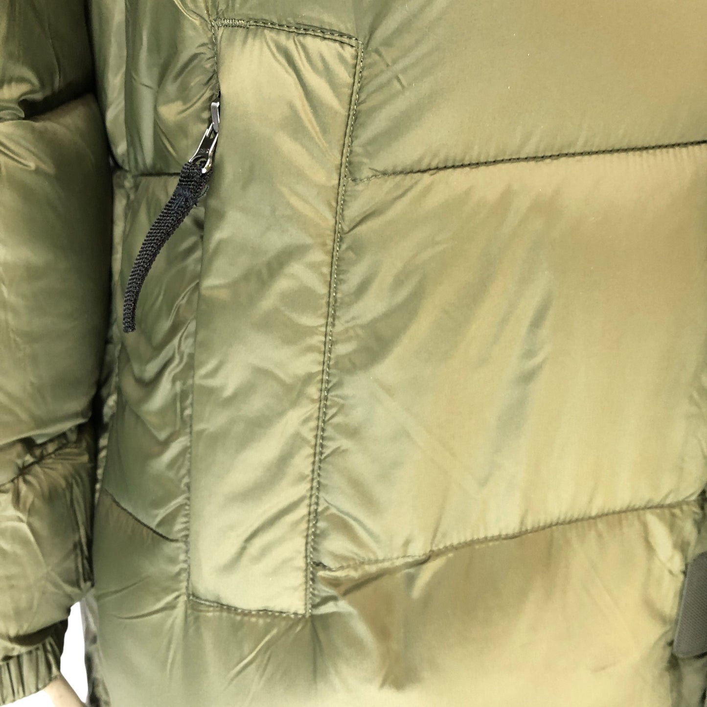 Tog24 Women's Puffer Jacket Olive Green Long Coat Hooded Warm Size 8