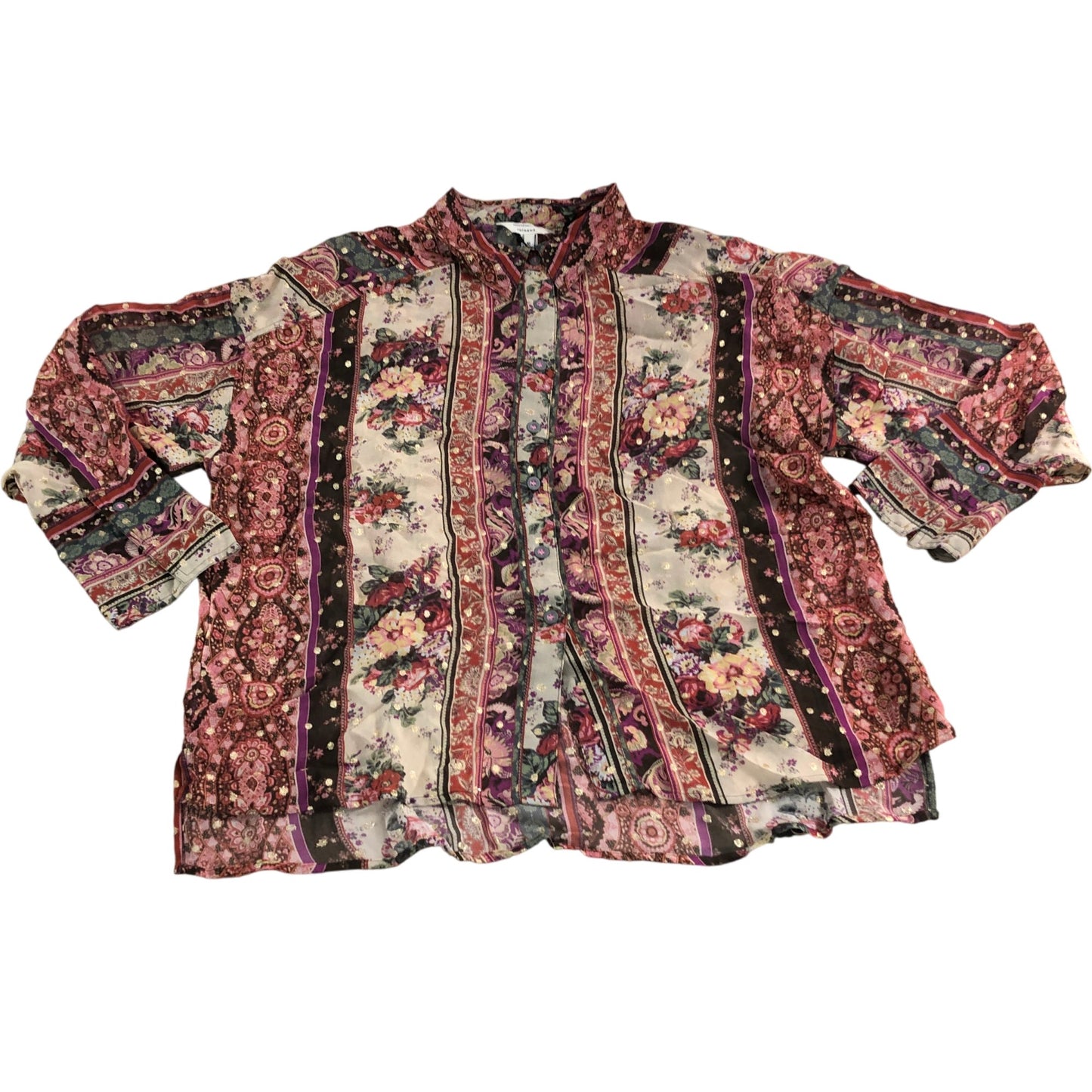 River Island Relaxed Floral Print Button Up Blouse Size 6 Women’s