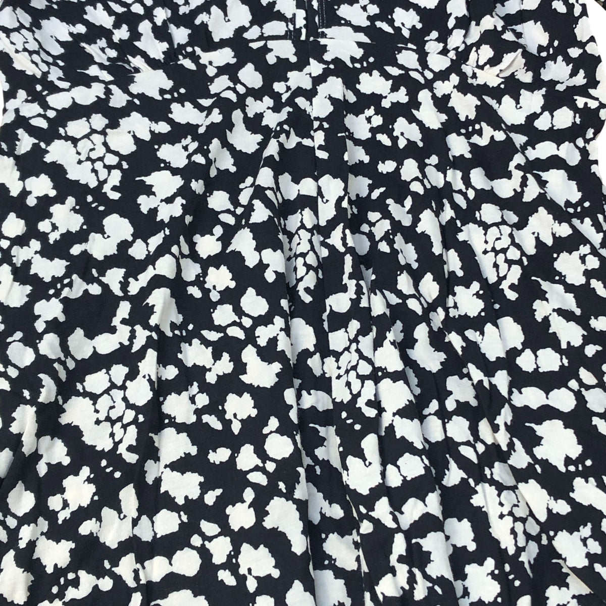 Floral Print Midi Dress UK10 Women's Long Sleeve Black White