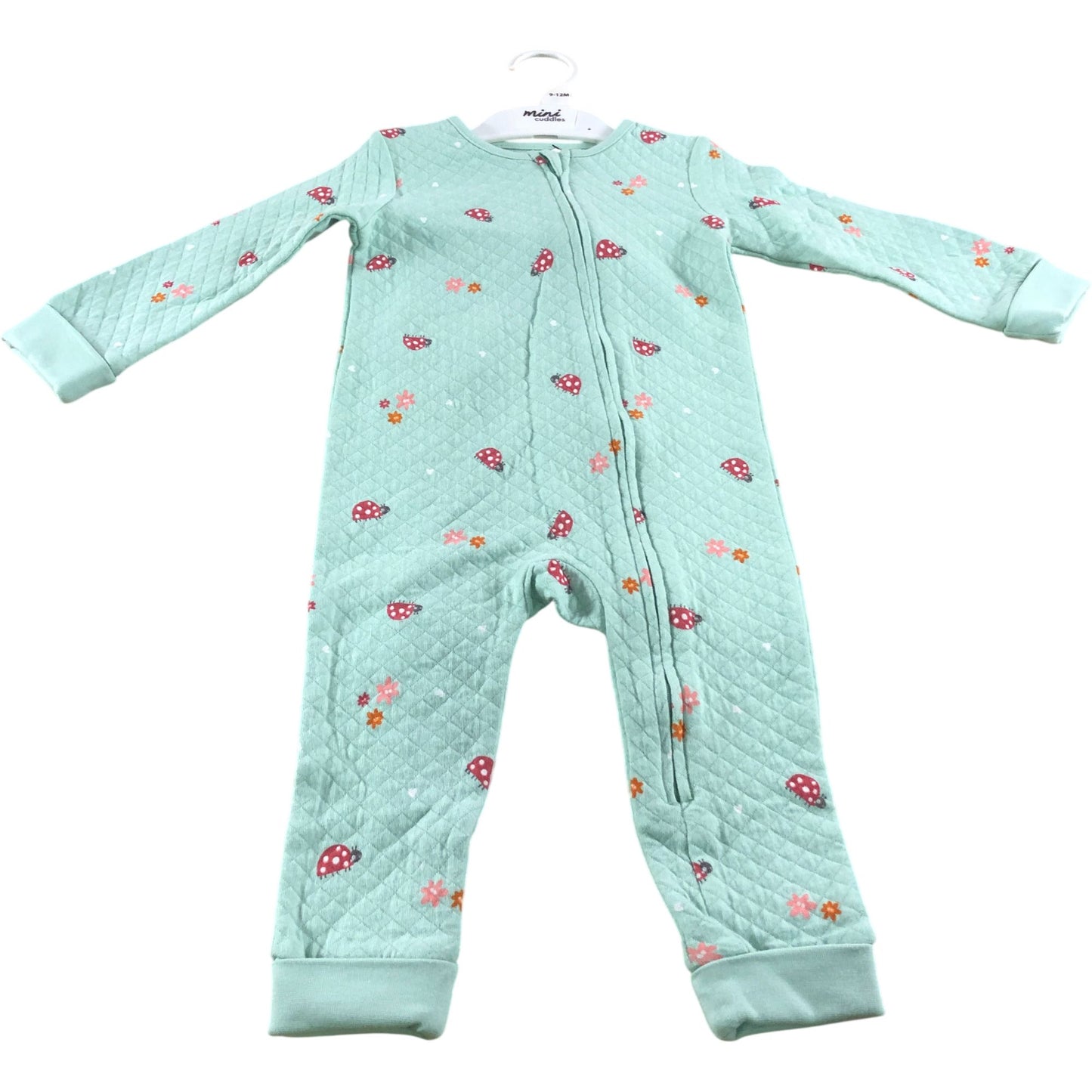 Mini Cuddles 9-12 Months Baby Playsuit Mint Green Ladybird Floral Pattern