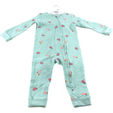 Mini Cuddles 9-12 Months Baby Playsuit Mint Green Ladybird Floral Pattern