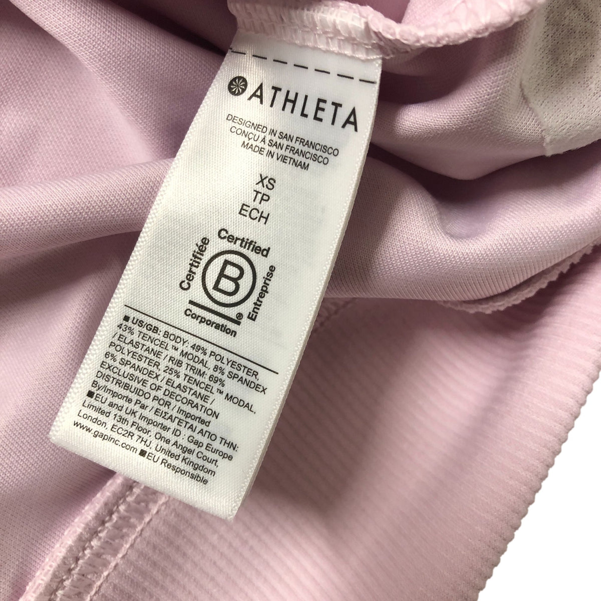 Athleta Seasoft Rib Crewneck Sweatshirt XS Women's Lightweight Pink Top