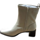 River Island Block heel stretch sock boots in cream UK 3