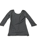 Long Sleeve Top Women's Striped Scoop Neck Black White UK10