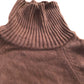 Brown Short Sleeve Turtle Neck Sweater Dress Women's Lace Trim Size M