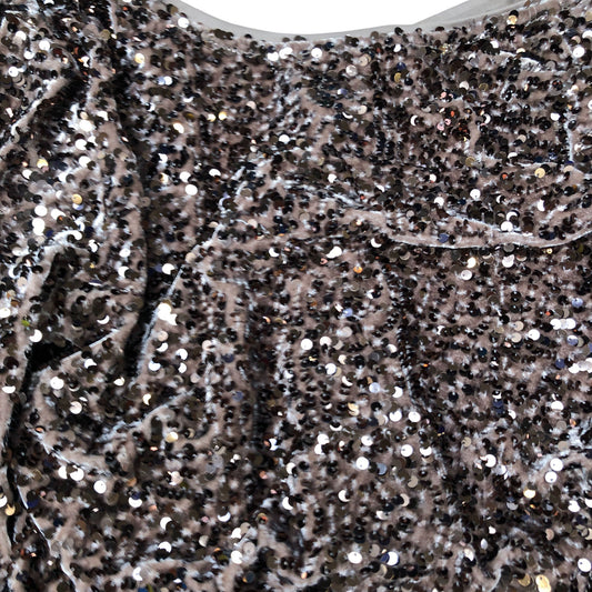 Sequin Crop Top UK Size 14 Women's Long Sleeve Stretchy Brown