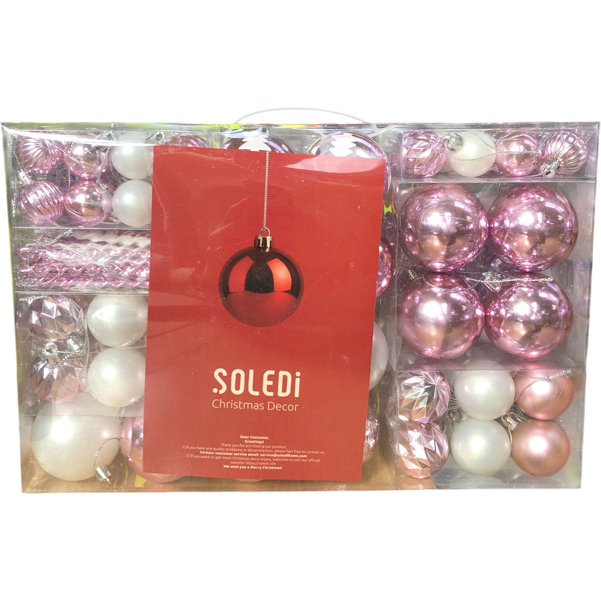 Soledi Christmas Décor Ornaments Set Pink White 128 Decorations