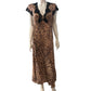 RIXO Leopard Print Maxi Dress UK12 Women's Casual Sleeveless Lace Detail