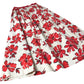 Floral Midi Skirt Women's Red White Cotton Flared Style UK8