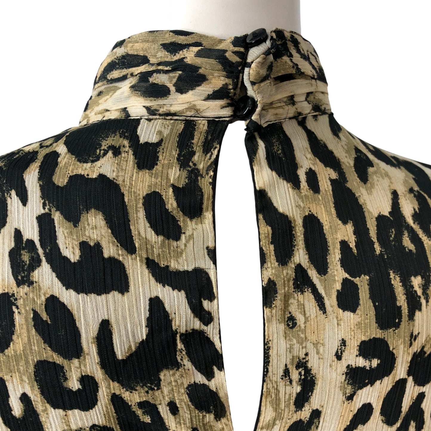 River Island Leopard Print Midi Dress Women High Neck Long Sleeve Size 8