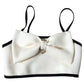 River Island Girls Bow Top Age 7-8 Years Cropped Cream Black Trim