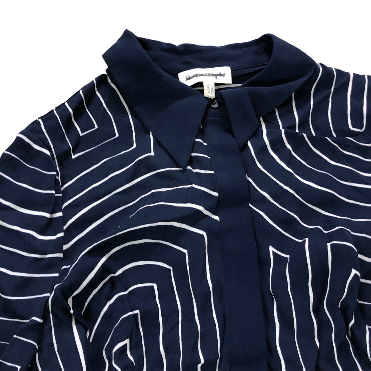 Women's Navy Blue Striped Midi Dress Size 12