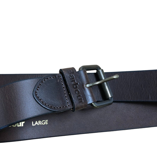 Barbour Large Leather Belt Men's Brown Classic Style Durable Design