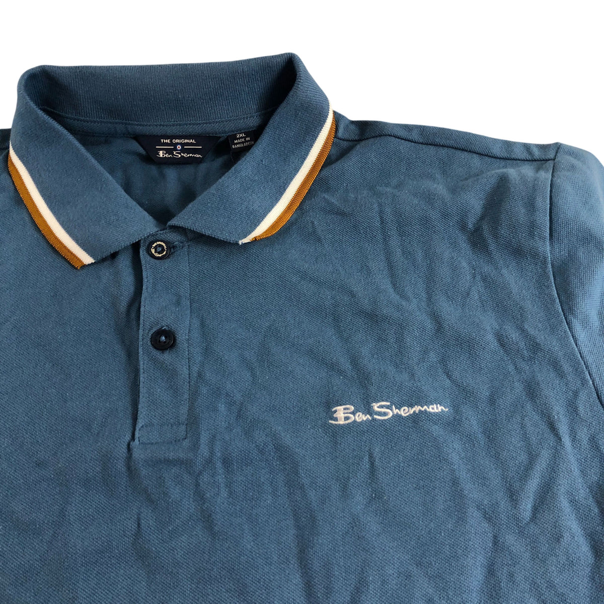 Ben Sherman Twin Tipped Polo XXL Men's Casual Blue Cotton Short Sleeve Top
