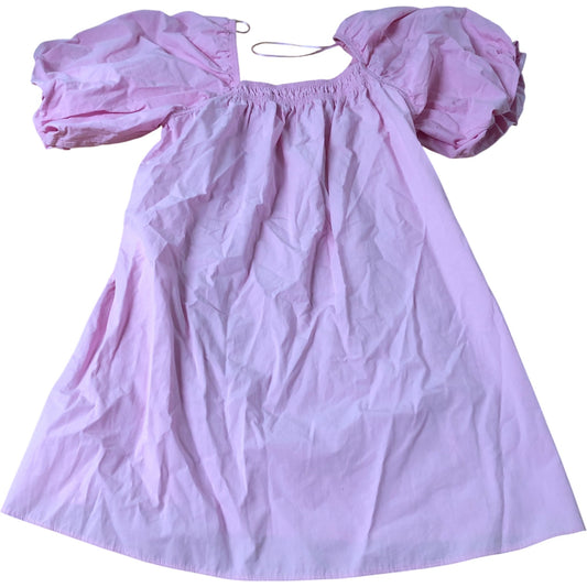River Island Puff Sleeve Mini Dress Women's Light Pink Cotton Blend UK14