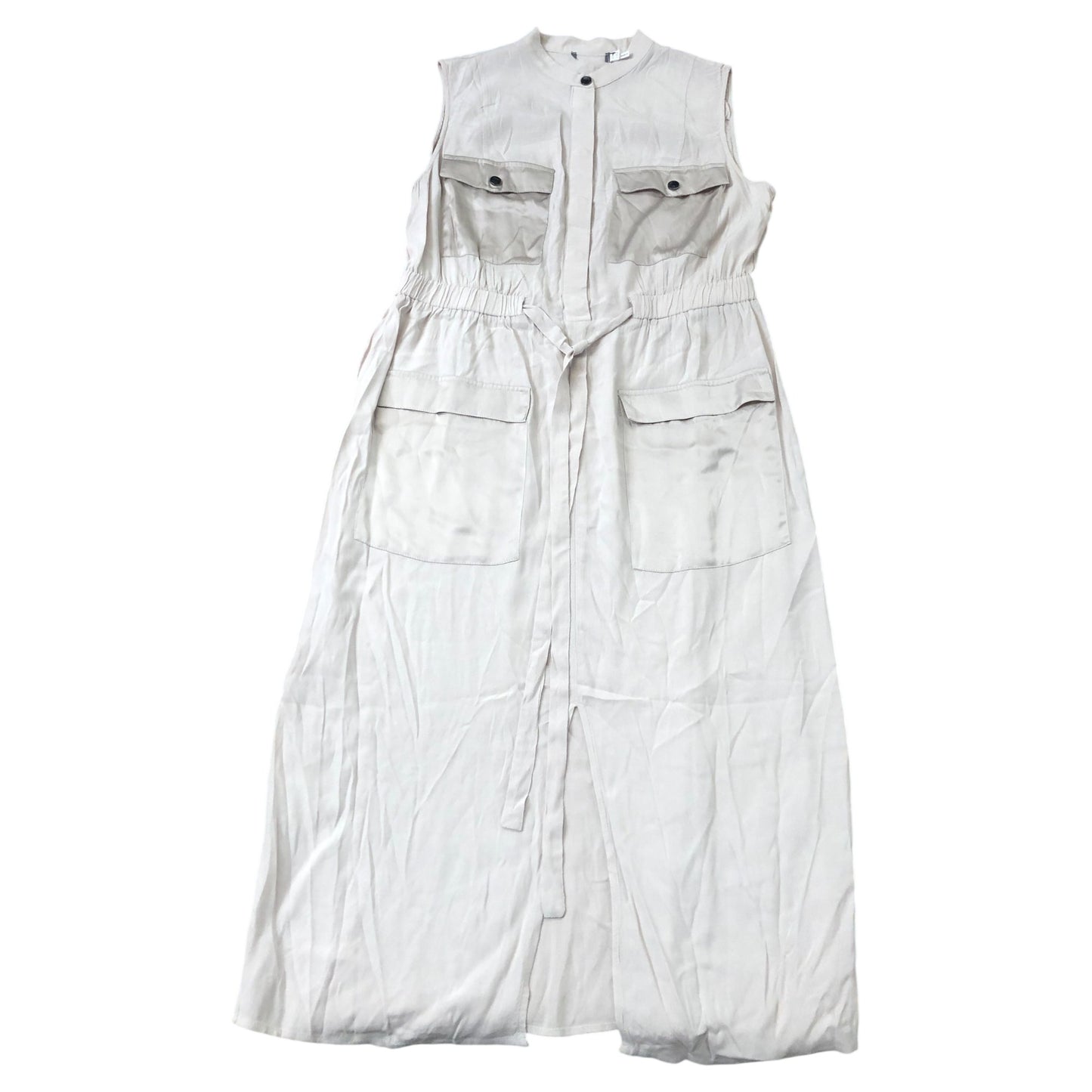 Sleeveless Midi Dress 16 Women's Casual Summer Beige Utility Style
