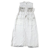 Sleeveless Midi Dress 16 Women's Casual Summer Beige Utility Style