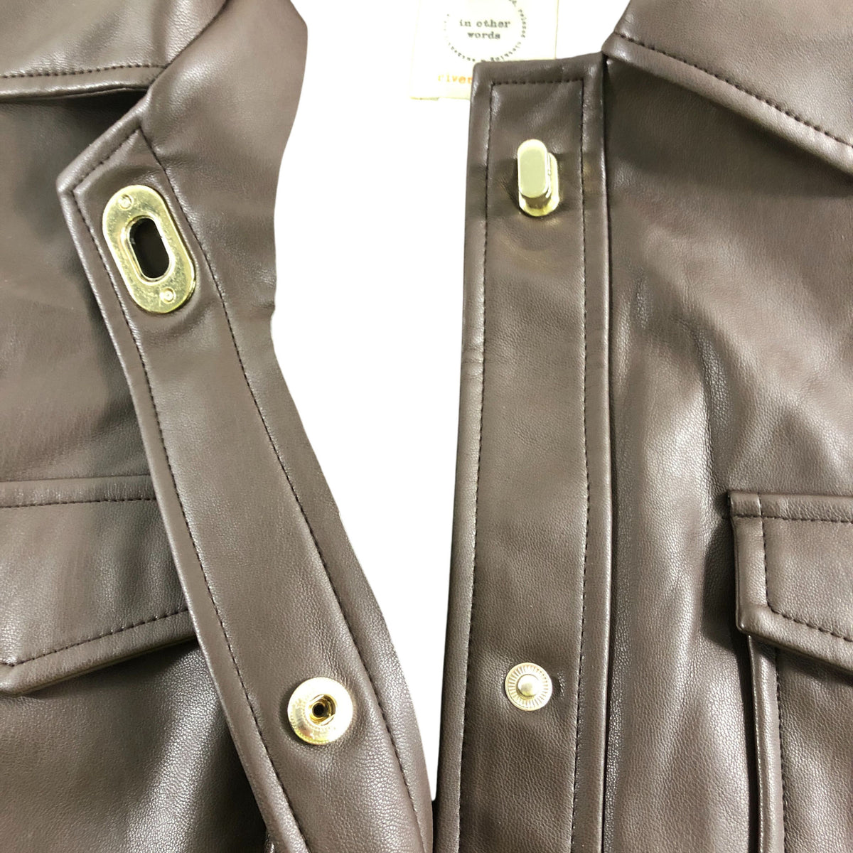 River Island Brown Faux Leather Shirt Jacket UK12 Women's