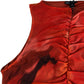 River Island UK16 Women's Ruched Tank Top Red Orange Abstract Print