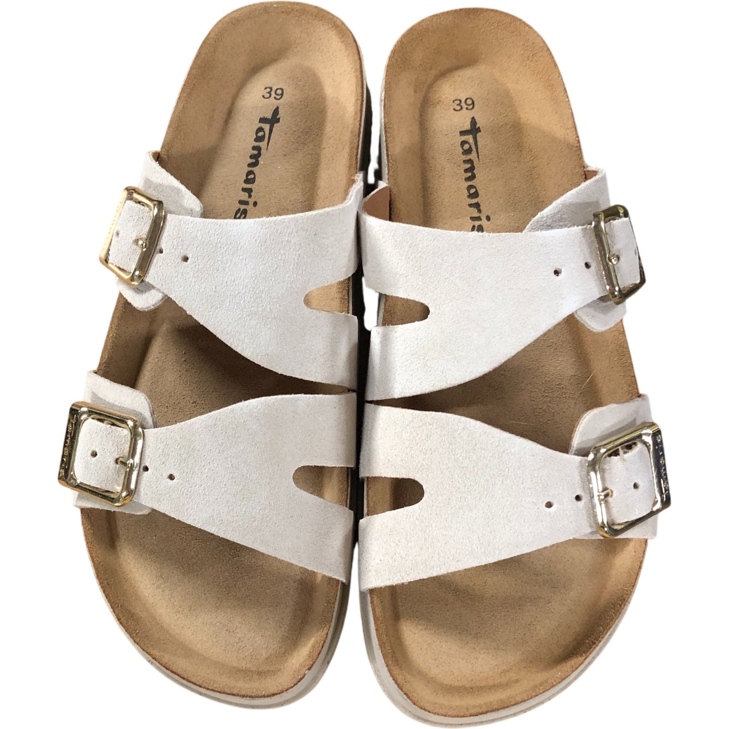 Tamaris Antelope Sandals UK6 Women's Beige Suede Buckle Comfort Shoes