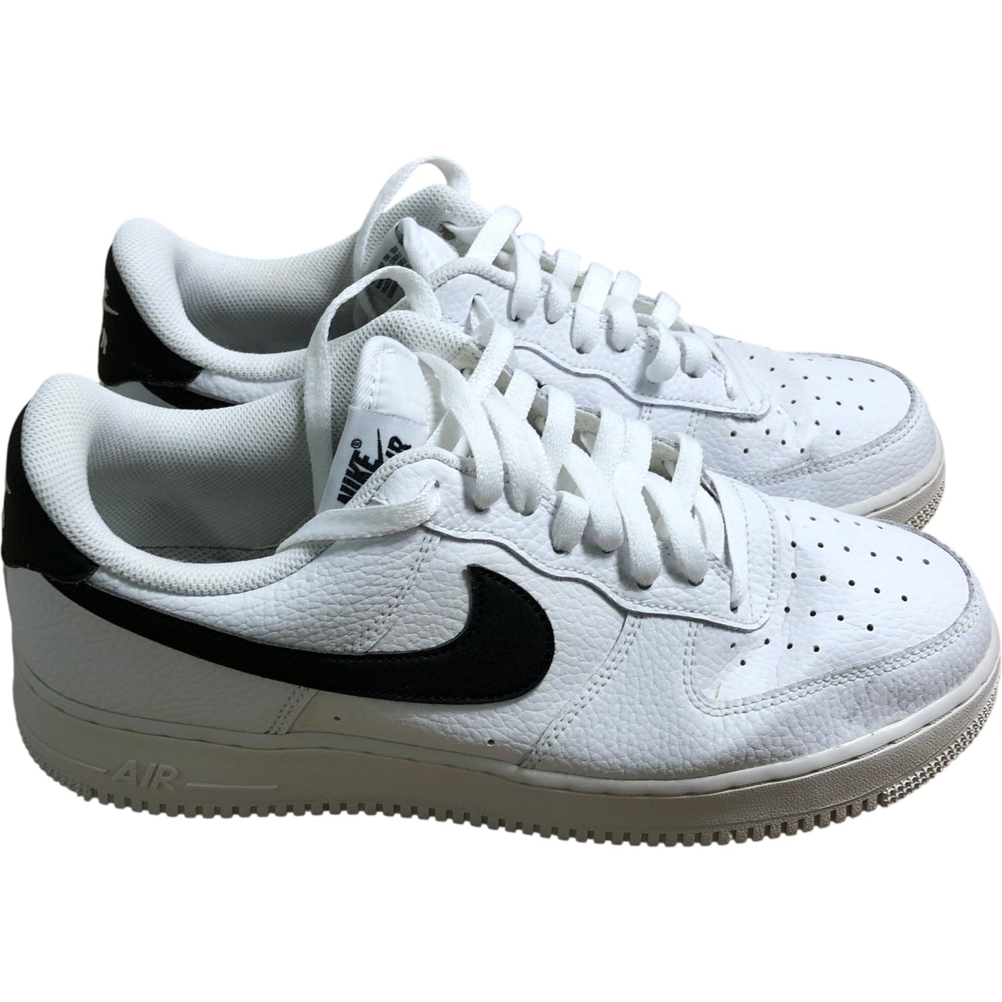 Nike Air Force 1 Low UK9 Men's Trainers White Black Leather Stylish Sneakers