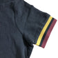 Ben Sherman Heavy Textured Polo Shirt Size Large Black With Contrast Stripes
