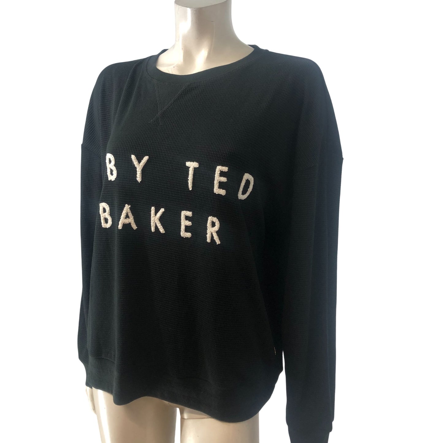 B By Ted Baker Women's UK20 Black Waffle Knit Sweater With Statement Design