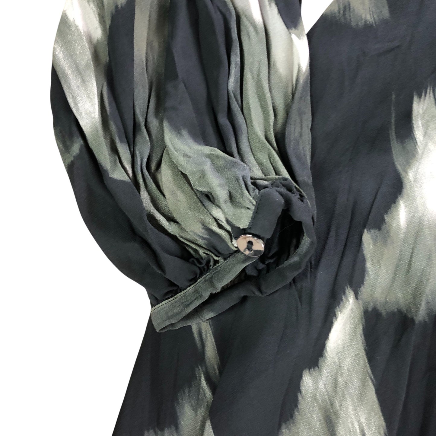 Printed Shirt Dress UK12 Women's Long Sleeve Midi Casual