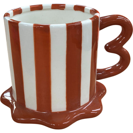 Striped Melted Look Ceramic Coffee Cup