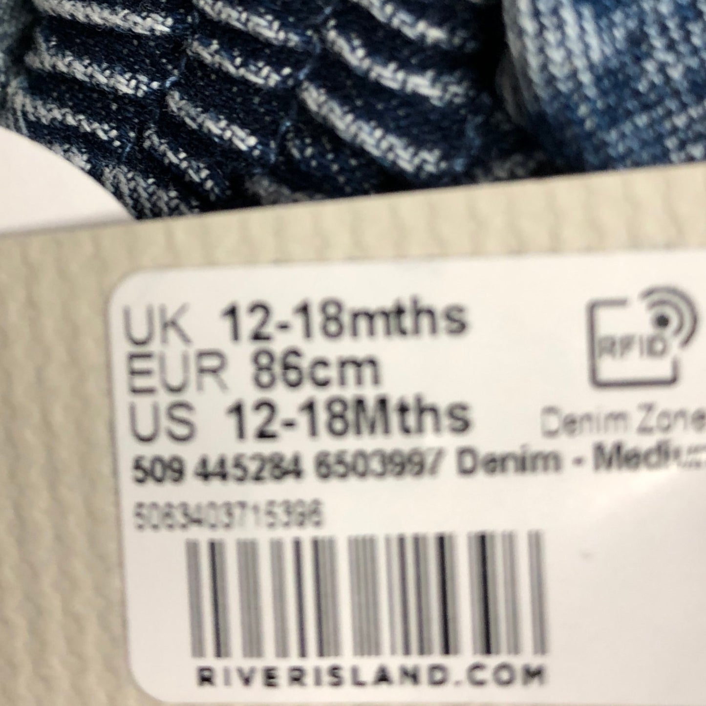 River Island Mini Girls Denim Shorts 12-18 Months Embroidered Fruit