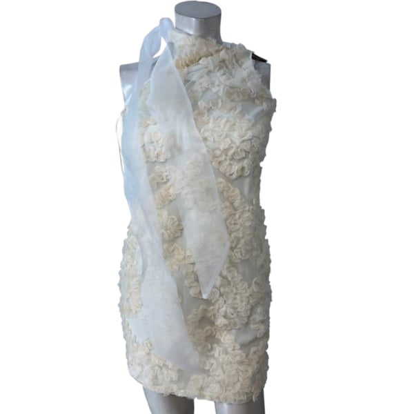 River Island Cream Floral Dress Size S Women's One Shoulder Style Polyester