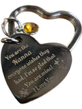 Silver Nanna Keyring Heart Charm With Yellow Gem