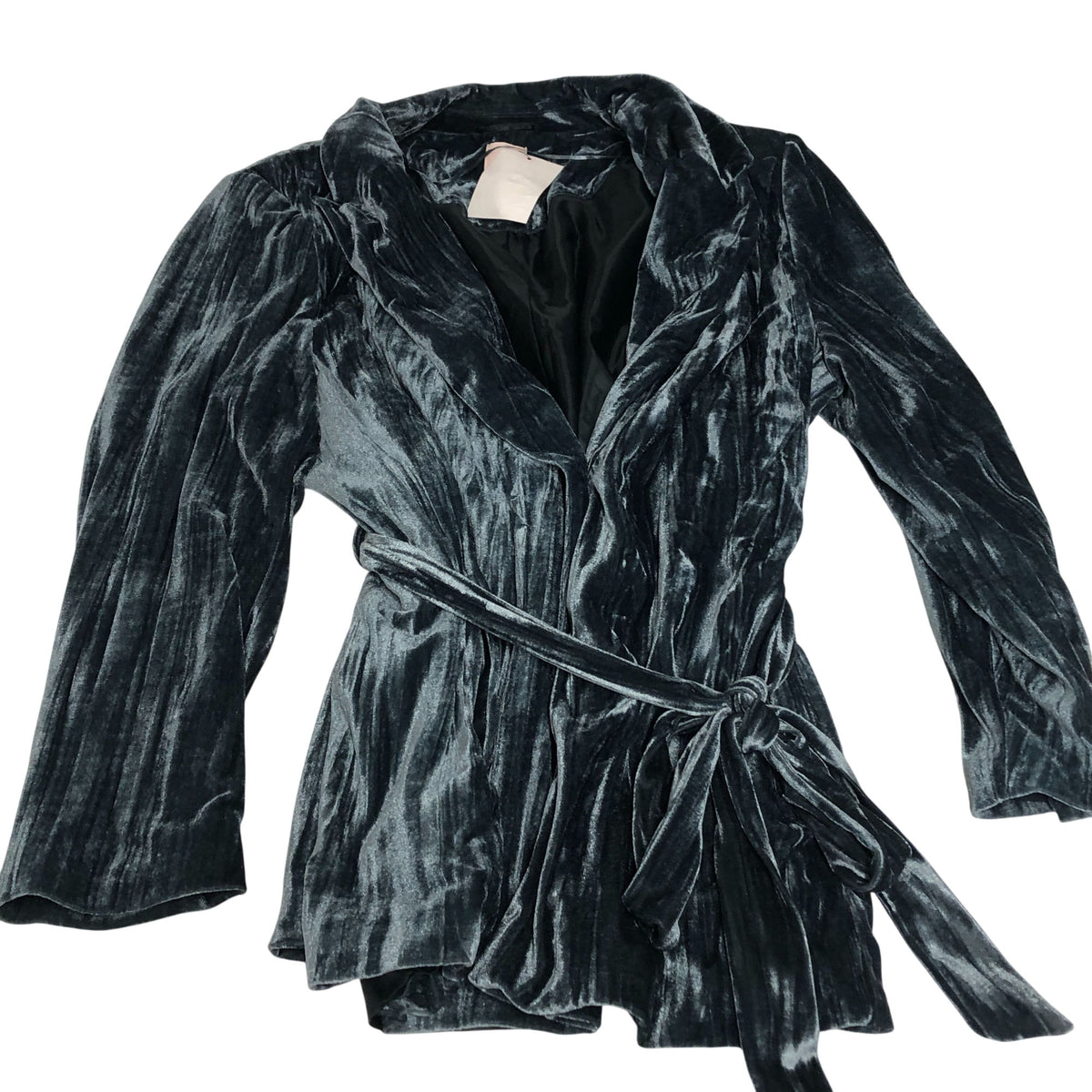 Wrap Coat Size 18 Women's Velour Dark Teal Long Sleeve Tie Belt