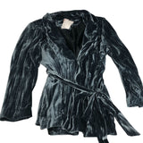 Wrap Coat Size 18 Women's Velour Dark Teal Long Sleeve Tie Belt