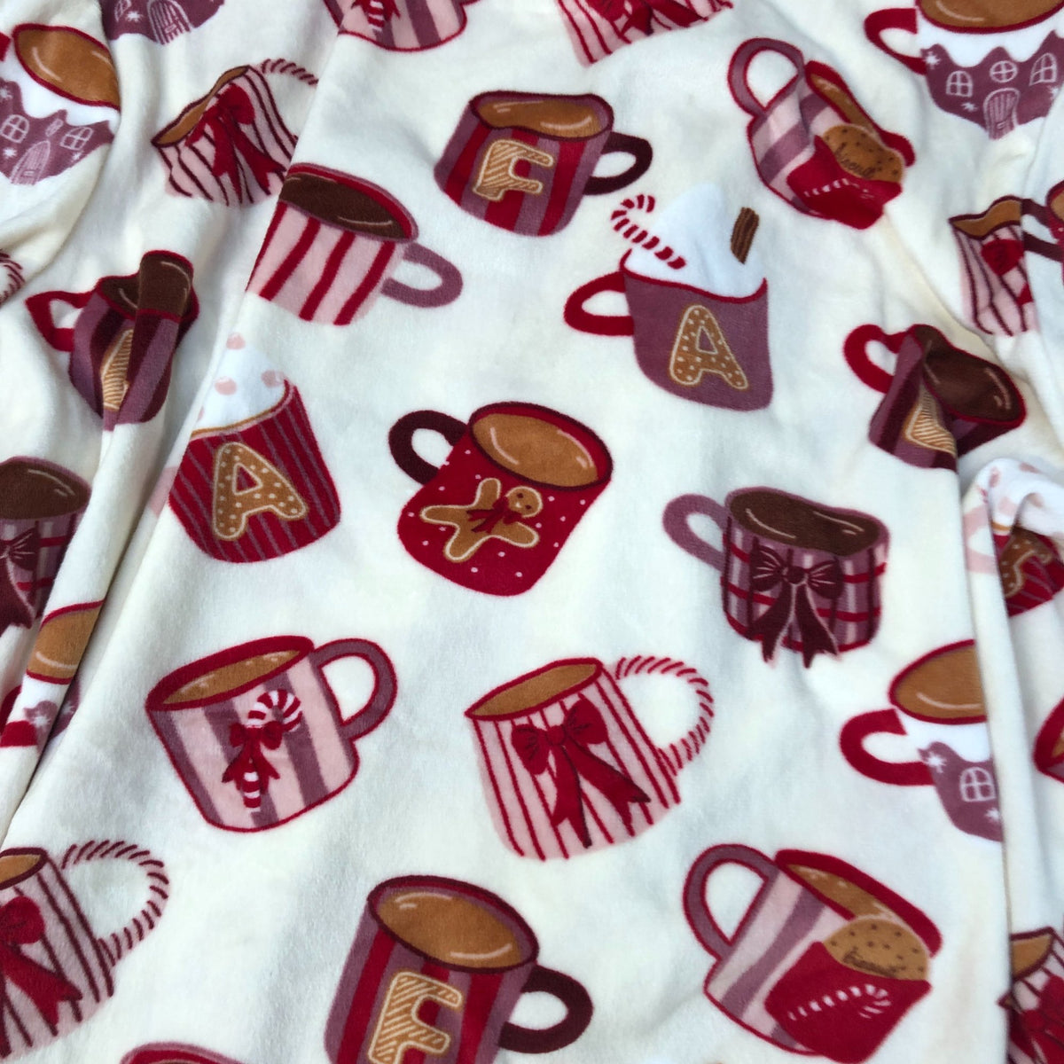 Sleepwear Pyjamas Women's Coffee Cup Pattern Long Sleeve Leggings Set Size 16