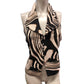 River Island Women's Zebra Print Blouse Halter Neck Beige Black Size Small