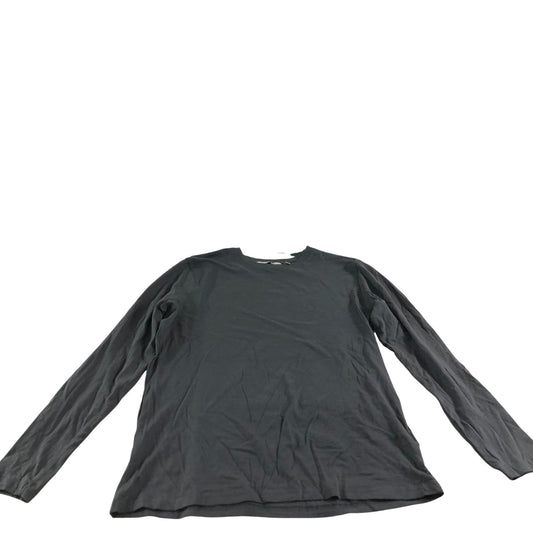 Long Sleeve T-Shirt 100% Cotton Dark Grey Casual Top Medium