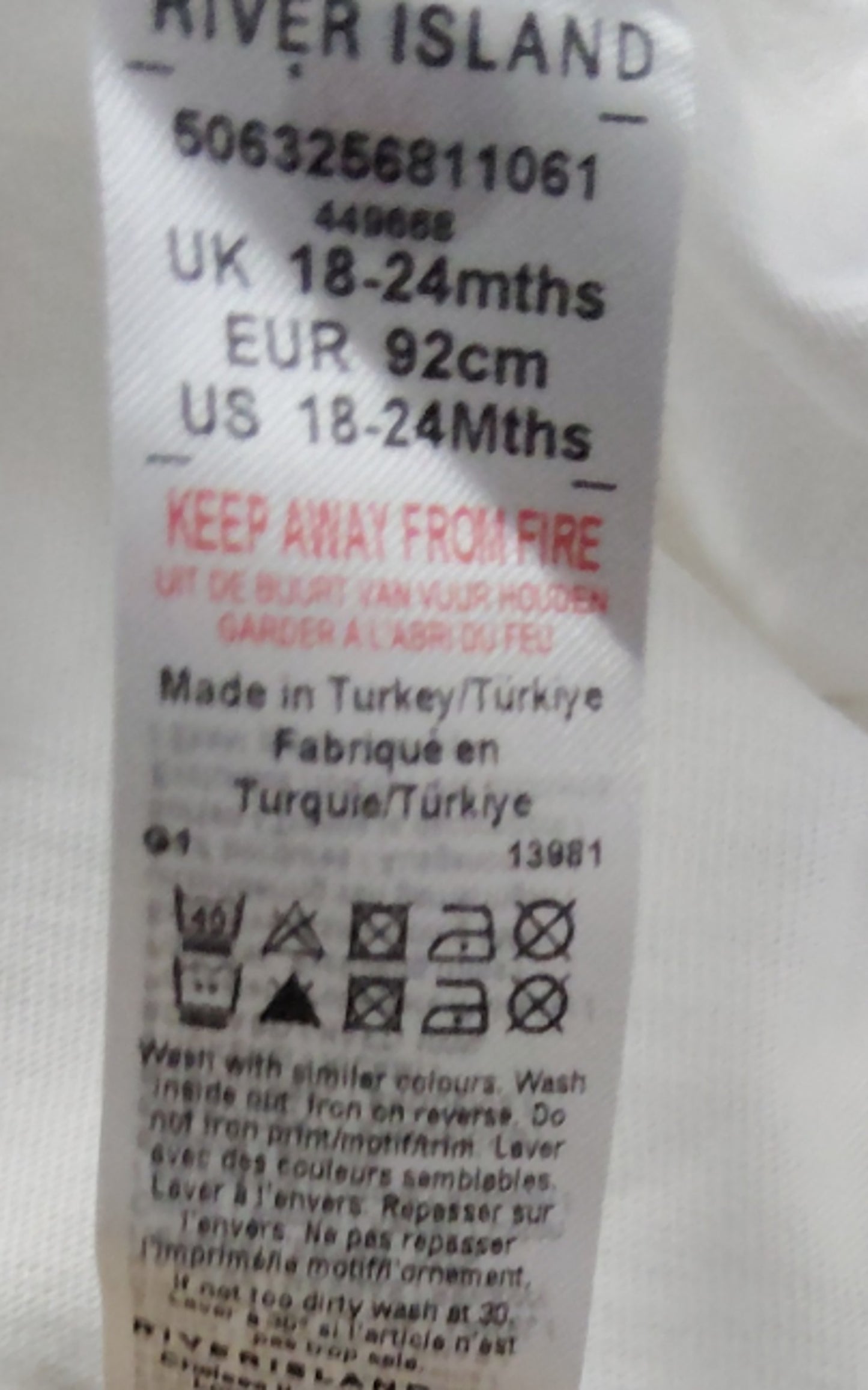 River Island Girls T-Shirt 18-24 Months White Bow Handbag Print Eyelet Sleeves