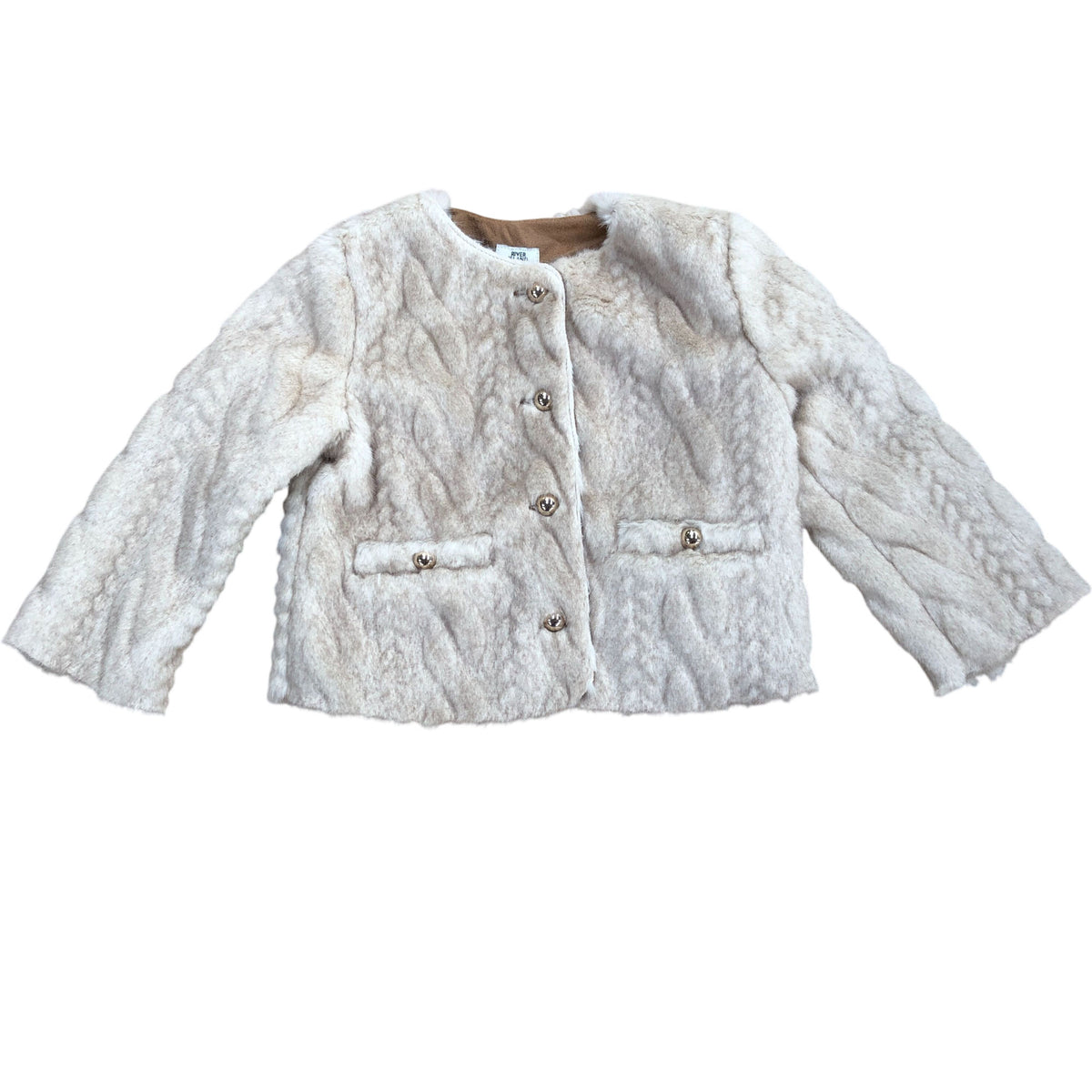 River Island Girls Cream Faux Fur Coat