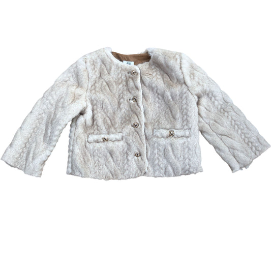 River Island Girls Cream Faux Fur Coat