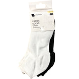 Ladies Socks 5 Pairs Size 4-8 Women's Recycled Cotton Blend Black White