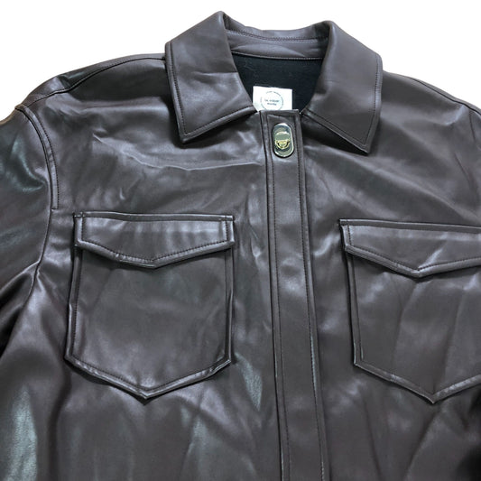 River Island Brown Faux Leather Shirt Jacket UK12 Women's