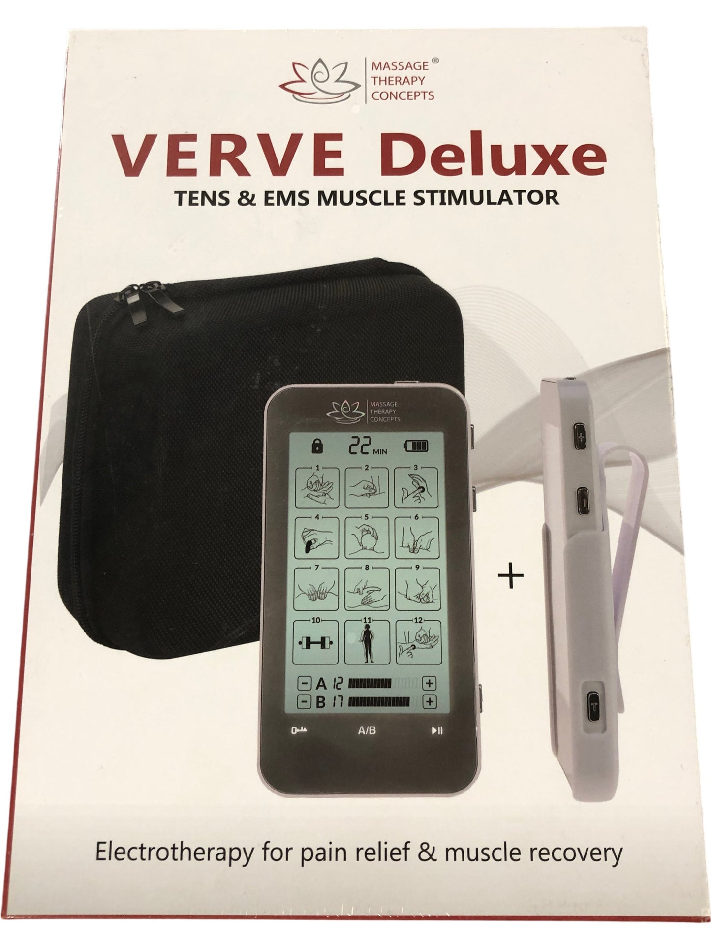 MASSAGE THERAPY CONCEPTS VERVE Deluxe TENS and EMS Muscle Stimulator Device