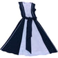 Colourblock Midi Dress UK10 Women's Sleeveless Pink Navy Fit Flare
