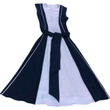 Colourblock Midi Dress UK8 Women's Sleeveless Pink Navy Fit Flare