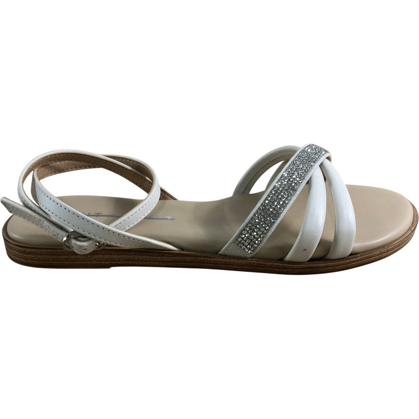 Strappy Sandals Size 4 Women's White Glitter Detail Summer